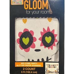 Gloom for the Room Glitter Paper Banner Decor 5 ft long WELCOME PARTY